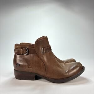 Born Brown Leather Closed Toe Buckle Ankle Casual Boots Shoes Women's Size 5.5